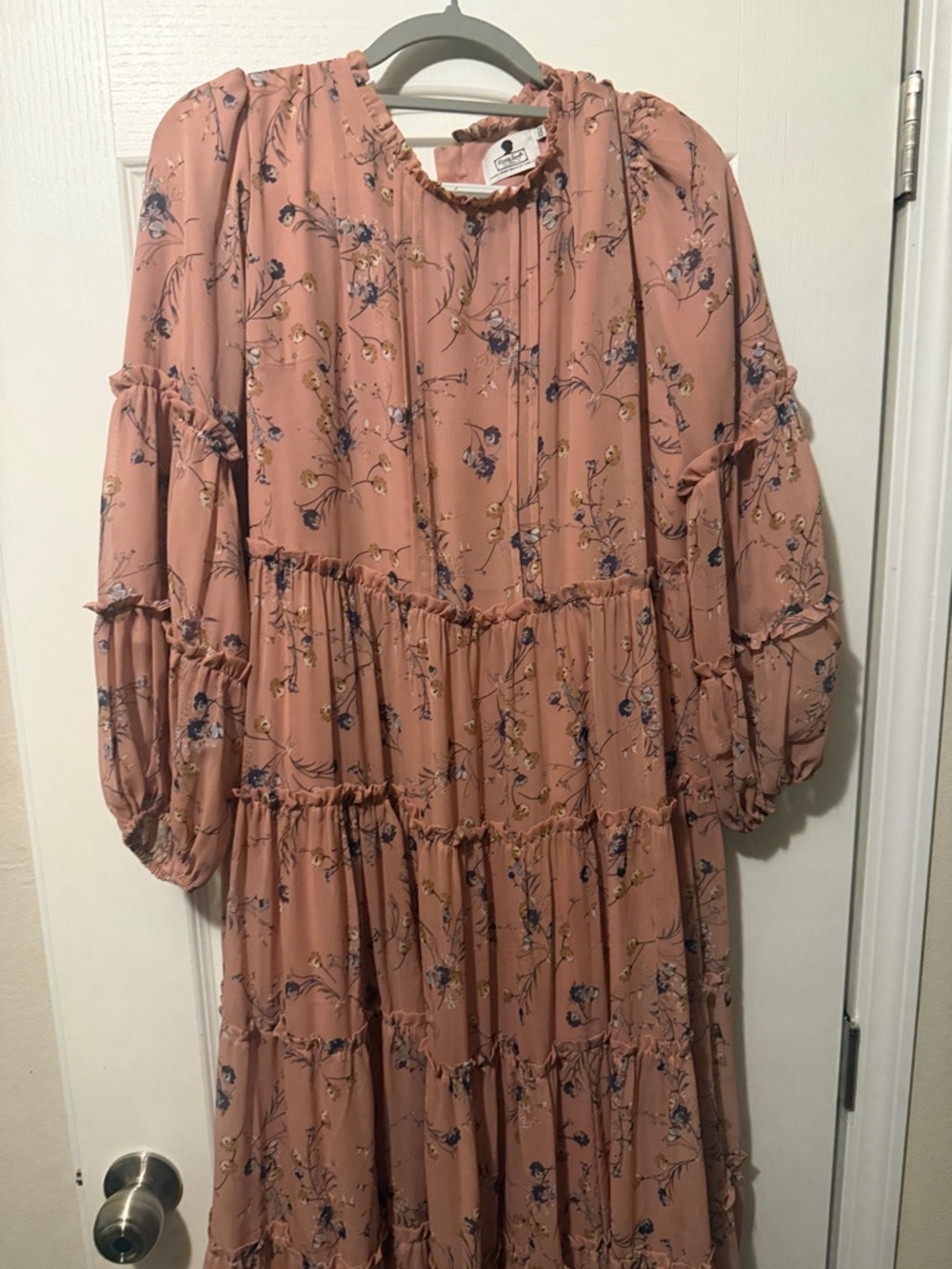 Dainty Jewells Dusty Rose Tiered Maxi Dress with Floral Print